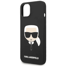 Karl Lagerfeld Originalen ovitek iPhone 14 6.1 - Karls Head - črn silikonska zaščita - KLHCP14SSLKHBK