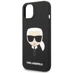 Karl Lagerfeld Originalen ovitek iPhone 14 Plus - Karls Head - črn silikonska zaščita - KLHCP14MSLKHBK