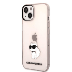 Karl Lagerfeld Originalen ovitek iPhone 14 Plus - IML NFT Choupette Logo - prozorno roza ovitek - KLHCP14MHNCHTCP