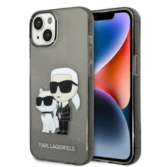 Karl Lagerfeld Originalen ovitek iPhone 14 Plus - Glitter IML NFT Full Bodies - prozorno črn ovitek z bleščicami - KLHCP14MHNKCTGK