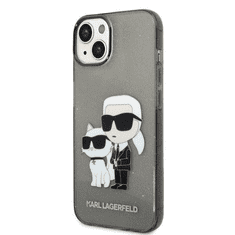 Karl Lagerfeld Originalen ovitek iPhone 14 Plus - Glitter IML NFT Full Bodies - prozorno črn ovitek z bleščicami - KLHCP14MHNKCTGK