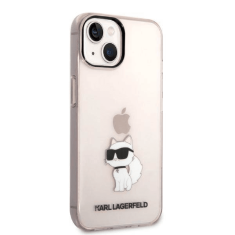 Karl Lagerfeld Originalen ovitek iPhone 14 Plus - IML NFT Choupette Logo - prozorno roza ovitek - KLHCP14MHNCHTCP