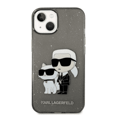 Karl Lagerfeld Originalen ovitek iPhone 14 Plus - Glitter IML NFT Full Bodies - prozorno črn ovitek z bleščicami - KLHCP14MHNKCTGK