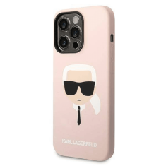 Karl Lagerfeld Originalen ovitek MagSafe ovitek iPhone 14 Pro - Karls Head - roza silikonski ovitek - KLHMP14LSLKHLP