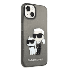 Karl Lagerfeld Originalen ovitek iPhone 14 Plus - Glitter IML NFT Full Bodies - prozorno črn ovitek z bleščicami - KLHCP14MHNKCTGK