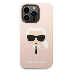 Karl Lagerfeld Originalen ovitek MagSafe ovitek iPhone 14 Pro - Karls Head - roza silikonski ovitek - KLHMP14LSLKHLP