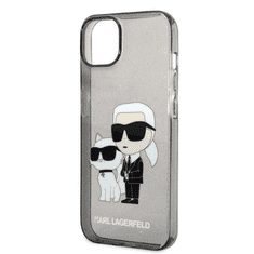 Karl Lagerfeld Originalen ovitek iPhone 14 Plus - Glitter IML NFT Full Bodies - prozorno črn ovitek z bleščicami - KLHCP14MHNKCTGK