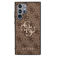 Guess GUHCS23L4GMGBR silikonski ovitek za Samsung Galaxy S23 Ultra 5G - rjav z zlatim logom