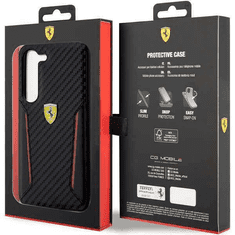 Ferrari Usnjen ovitek Scuderia FEHCS23SNPYK za Samsung Galaxy S23 5G - črn