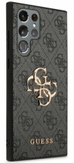 Guess GUHCS23L4GMGGR silikonski ovitek za Samsung Galaxy S23 Ultra 5G - črn z zlatim logom