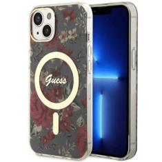 Guess Originalni ovitek Flowers GUHMP14SHCFWSA z Magsafe za iPhone 14 6.1 - kaki