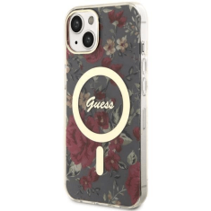 Guess Originalni ovitek Flowers GUHMP14SHCFWSA z Magsafe za iPhone 14 6.1 - kaki