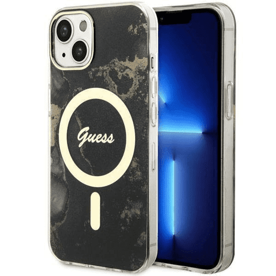 Guess Originalni Marmor ovitek GUHMP14SHTMRSK z Magsafe za iPhone 14 6.1 - črn