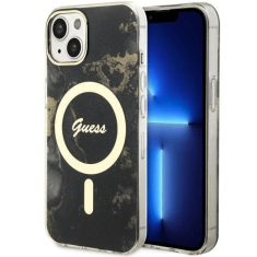 Guess Originalni Marmor ovitek GUHMP13MHTMRSK z Magsafe za iPhone 13 6.1 - črn