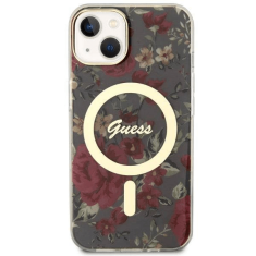 Guess Originalni ovitek Flowers GUHMP14SHCFWSA z Magsafe za iPhone 14 6.1 - kaki