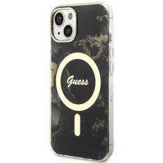 Guess Originalni Marmor ovitek GUHMP14SHTMRSK z Magsafe za iPhone 14 6.1 - črn