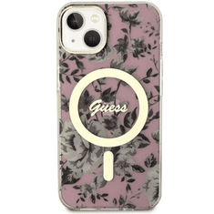 Guess Originalni ovitek Flowers GUHMP13MHCFWSP z Magsafe za iPhone 13 6.1 - roza