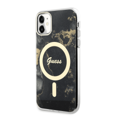 Guess Originalni Marmor ovitek GUHMN61HTMRSK z Magsafe za iPhone 11 / iPhone XR - črn