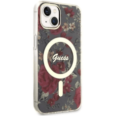 Guess Originalni ovitek Flowers GUHMP14SHCFWSA z Magsafe za iPhone 14 6.1 - kaki