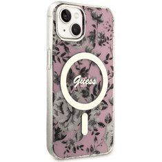 Guess Originalni ovitek Flowers GUHMP13MHCFWSP z Magsafe za iPhone 13 6.1 - roza