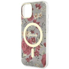 Guess Originalni ovitek Flowers GUHMP14SHCFWSA z Magsafe za iPhone 14 6.1 - kaki