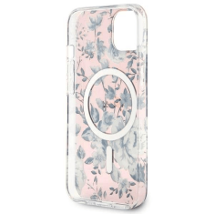 Guess Originalni ovitek Flowers GUHMP14SHCFWSP z Magsafe za iPhone 14 6.1 - roza