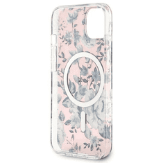 Guess Originalni ovitek Flowers GUHMP13MHCFWSP z Magsafe za iPhone 13 6.1 - roza