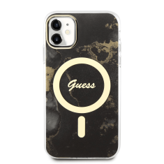 Guess Originalni Marmor ovitek GUHMN61HTMRSK z Magsafe za iPhone 11 / iPhone XR - črn