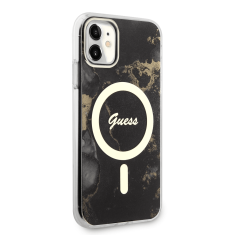 Guess Originalni Marmor ovitek GUHMN61HTMRSK z Magsafe za iPhone 11 / iPhone XR - črn