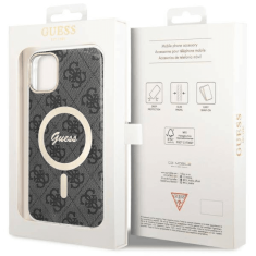 Guess Originalni ovitek GUHMN61H4STK z Magsafe za iPhone 11 / iPhone XR - črn