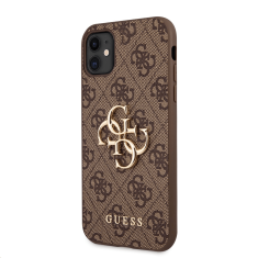 Guess GUHCN614GMGBR silikonski ovitek za iPhone 11 - rjav z zlatim logom