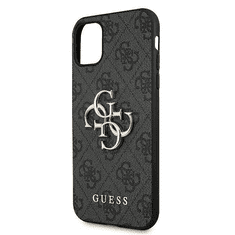 Guess GUHCN614GMGGR silikonski ovitek za iPhone 11 - črn z zlatim logom