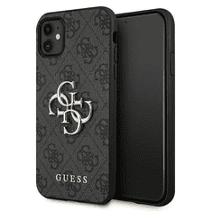 Guess GUHCN614GMGGR silikonski ovitek za iPhone 11 - črn z zlatim logom