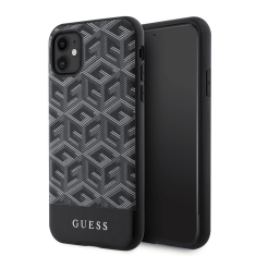 Guess Originalni ovitek G-Cube GUHMN61HGCFSEK z Magsafe za iPhone 11 - črn