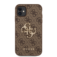 Guess GUHCN614GMGBR silikonski ovitek za iPhone 11 - rjav z zlatim logom