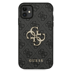 Guess GUHCN614GMGGR silikonski ovitek za iPhone 11 - črn z zlatim logom