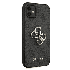 Guess GUHCN614GMGGR silikonski ovitek za iPhone 11 - črn z zlatim logom