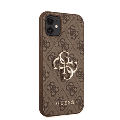 Guess GUHCN614GMGBR silikonski ovitek za iPhone 11 - rjav z zlatim logom