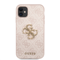 Guess GUHCN614GMGPI silikonski ovitek za iPhone 11 - roza z zlatim logom