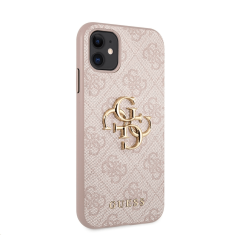 Guess GUHCN614GMGPI silikonski ovitek za iPhone 11 - roza z zlatim logom