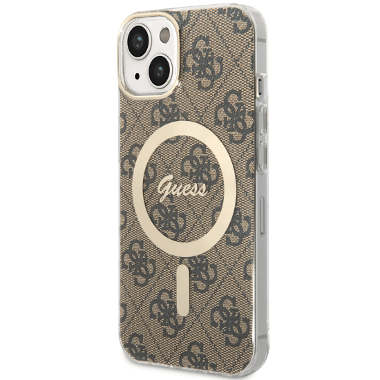 Guess Originalni ovitek GUHMP14SH4STW z Magsafe za iPhone 14 6.1 - rjav