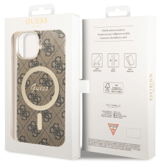 Guess Originalni ovitek GUHMP14SH4STW z Magsafe za iPhone 14 6.1 - rjav