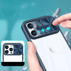 Onasi Lens Cover silikonski ovitek zaščita za iPhone 15 - prozorno/moder