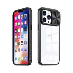 Onasi Lens Cover silikonski ovitek zaščita za iPhone 15 Pro Max - prozorno/črn