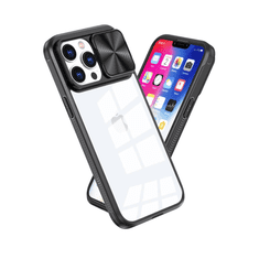 Onasi Lens Cover silikonski ovitek zaščita za iPhone 15 - prozorno/črn