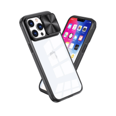 Onasi Lens Cover silikonski ovitek zaščita za iPhone 15 Pro Max - prozorno/črn