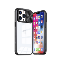 Onasi Lens Cover silikonski ovitek zaščita za iPhone 15 Pro Max - prozorno/črn