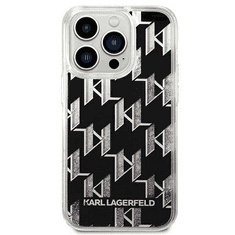 Karl Lagerfeld Originalen ovitek iPhone 14 Pro - svetleč Monogram črn - KLHCP14LLMNMK