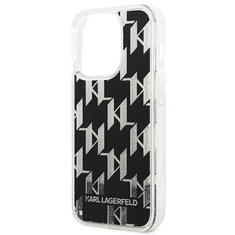 Karl Lagerfeld Originalen ovitek iPhone 14 Pro - svetleč Monogram črn - KLHCP14LLMNMK