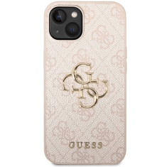 Guess GUHCP15S4GMGPI silikonski ovitek za iPhone 15 - roza z zlatim logom